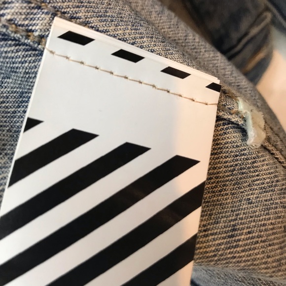 MEN’S OFF -WHITE AIRPORT TAPE DENIM JACKET MAIN LABEL VIRGIL ABLOH SZ MED - Picture 5 of 8